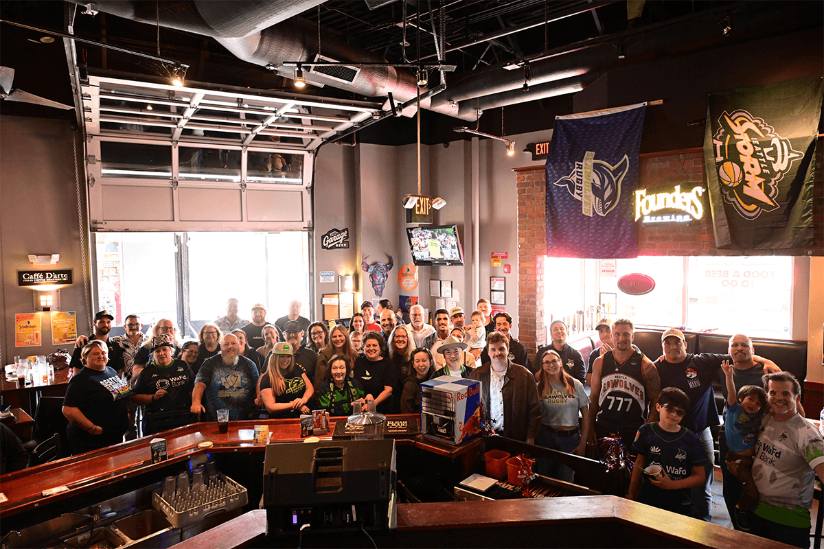 Seattle Seawolves supporters gather at an official Bar Network venue to watch an away match.