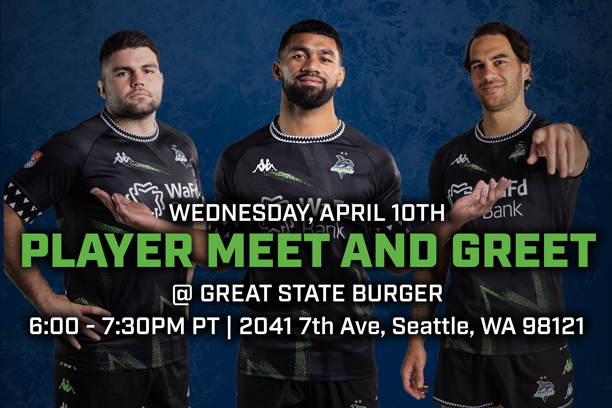 Seattle Seawolves Player Meet and Greet at Great State Burger, April 10th